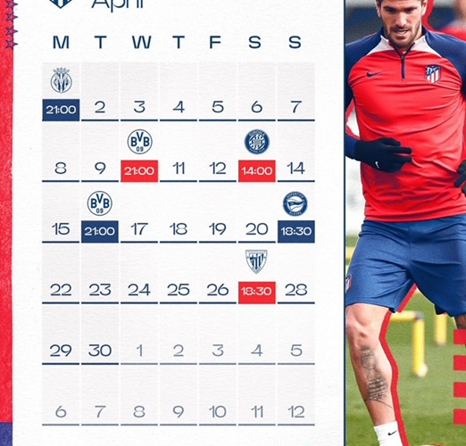 El calendario aprieta al Atleti