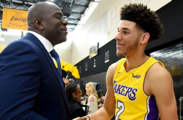 NBA Media Day - Los Angeles Lakers, Johnson incorona Ball: "E' l'uomo perfetto per noi"