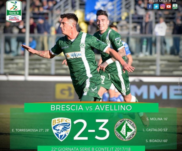 Serie B: l'Avellino rimonta ed espugna il Rigamonti