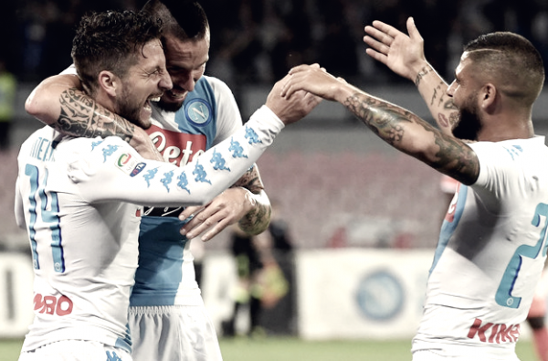 Napoli, gol e sorrisi: la soddisfazione di Sarri ed Hamsik dopo il poker alla Fiorentina