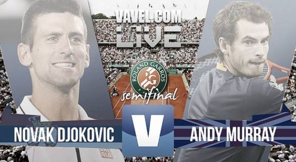 Risultato Djokovic Vs Murray Live: semifinale Roland Garros 2015 (3-2: 6-3; 6-3; 5-7; 5-7; 6-1)