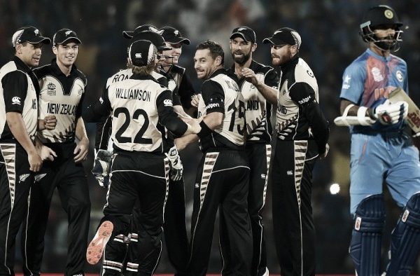 World T20: New Zealand spinners knock over vaunted Indian batting line-up for 79 to win Super 10 opener by 47-runs