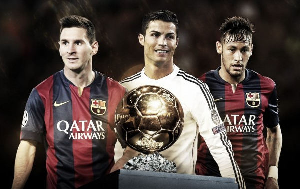 Premiação da Bola de Ouro 2015 com Neymar, Messi e Cristiano Ronaldo
