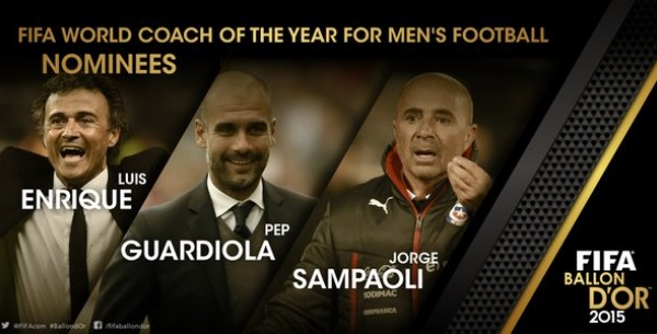 FIFA Coach of the year: Sampaoli, Guardiola e Luis Enrique sul podio. Fuori Allegri