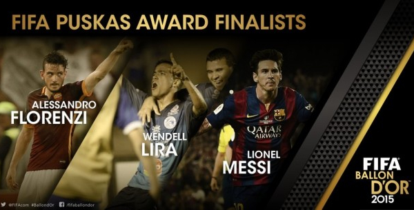 Puskas Award, Florenzi con Messi e Wendell Lira per il premio
