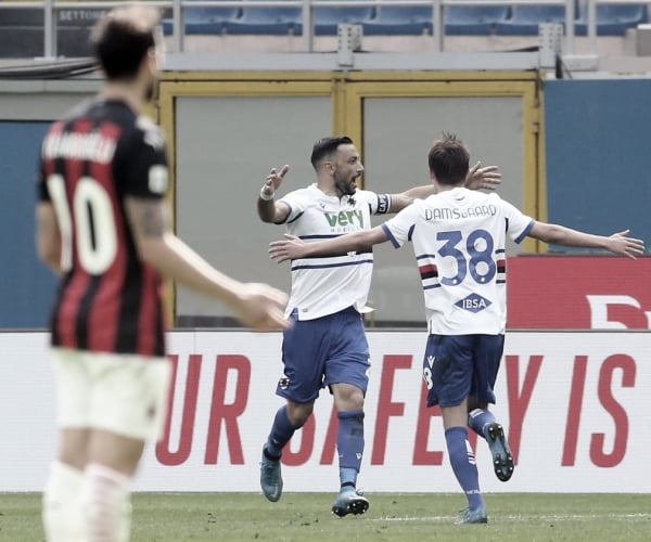 Milan marca no fim, mas tropeça na Sampdoria e continua longe da liderança