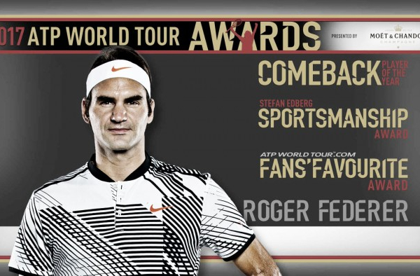 Atp Awards 2017, domina Roger Federer