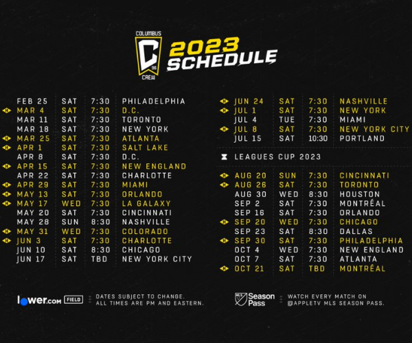 Columbus Crew release 2023 schedule