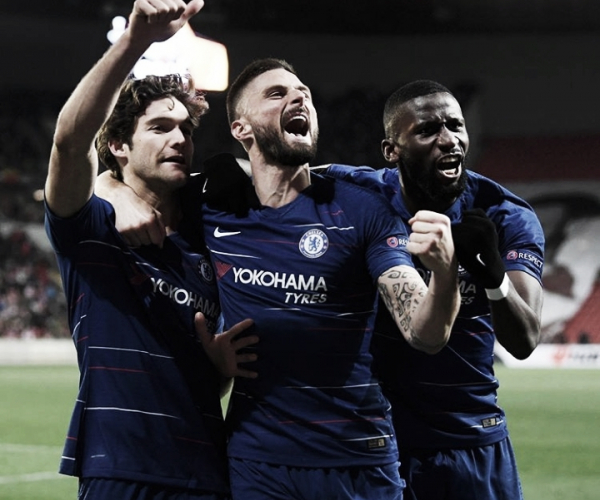 Marcos Alonso marca no fim e Chelsea vence Slavia Praga pela Liga Europa