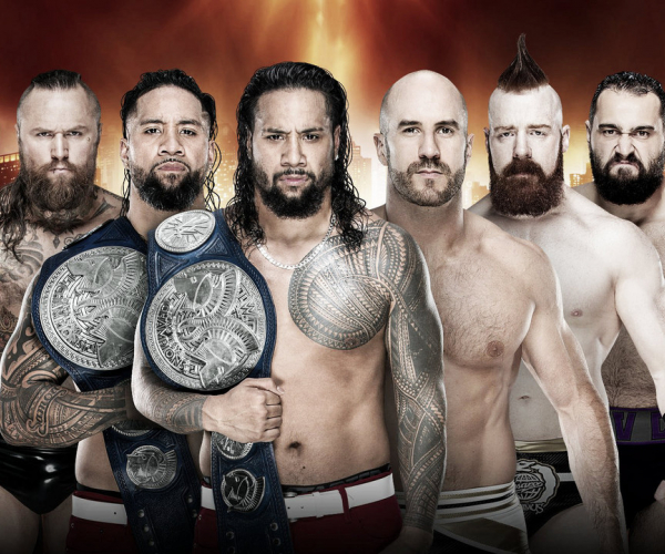 Campeonato por parejas de SmackDown: The Usos (c) vs. The Bar vs. Nakamura y Rusev vs. Aleister Black y Ricochet