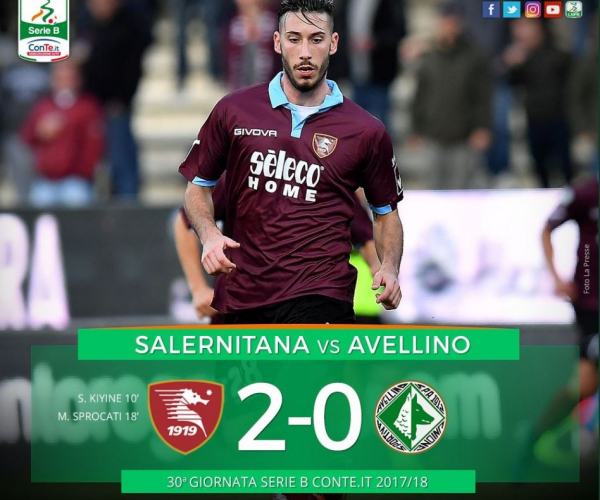 Serie B: la Salernitana chiude il derby in 20 minuti, l'Avellino mai in partita