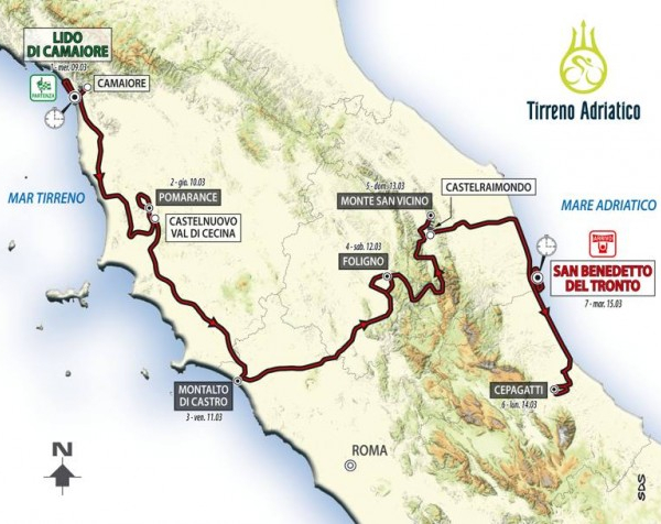 Ciclismo, presentata la Tirreno-Adriatico 2016. Ecco il percorso della "corsa dei due mari"