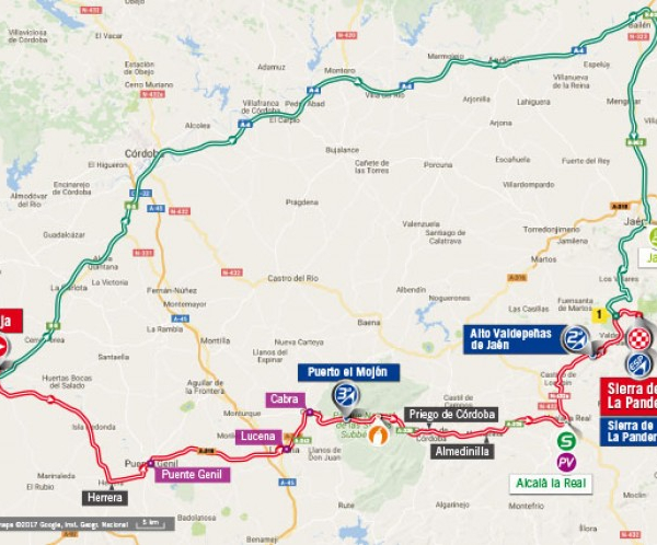Vuelta a España 2017, 14^ tappa: Écija – Sierra de La Pandera, arrivo in salita