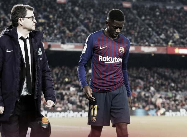 Barcelona confirma lesão de Dembélé que ficará duas semanas em recuperação