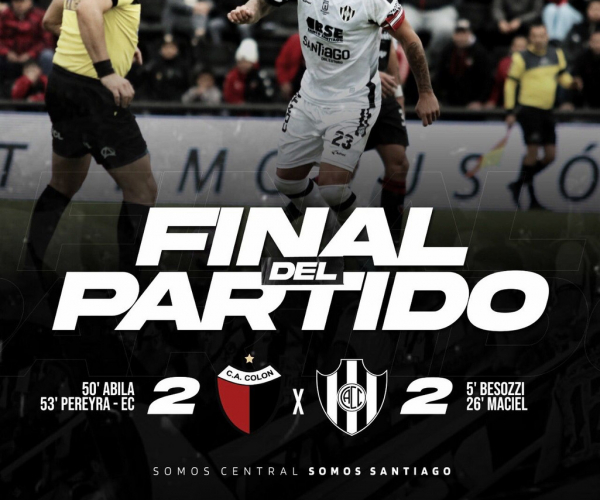 Central Córdoba empató 2 a 2 con Colón