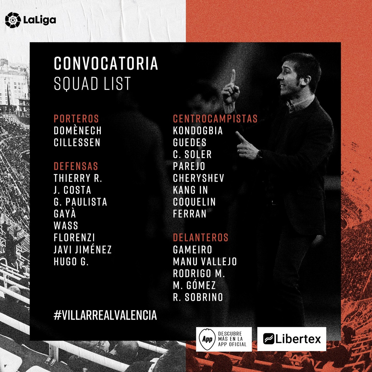 Convocatoria del Valencia CF frente al Villareal CF Convocatoria del Valencia CF frente al Villareal CF