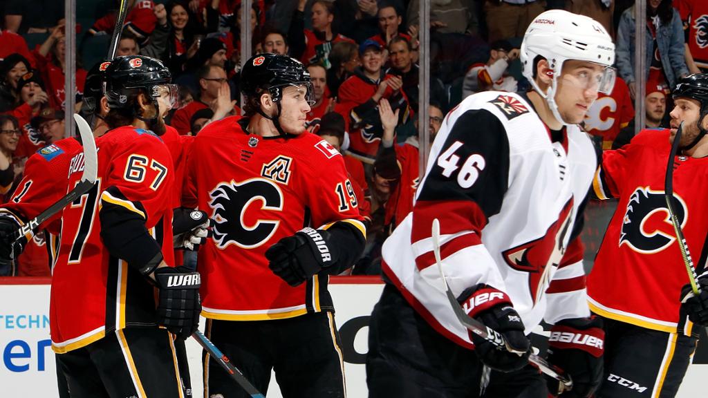 Calgary Flames outplay Arizona Coyotes in Alberta in a 7-1 game