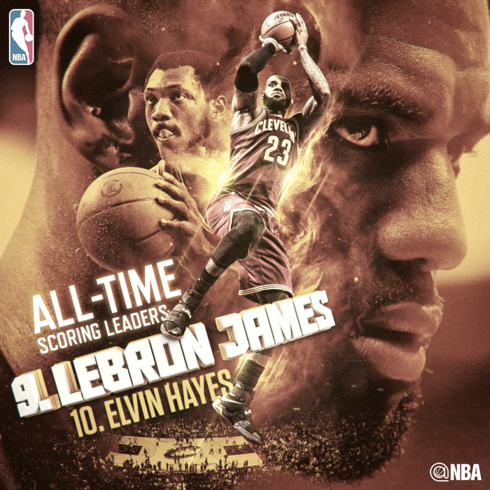 LeBron James se convierte en el 9º máximo anotador histórico de la NBA