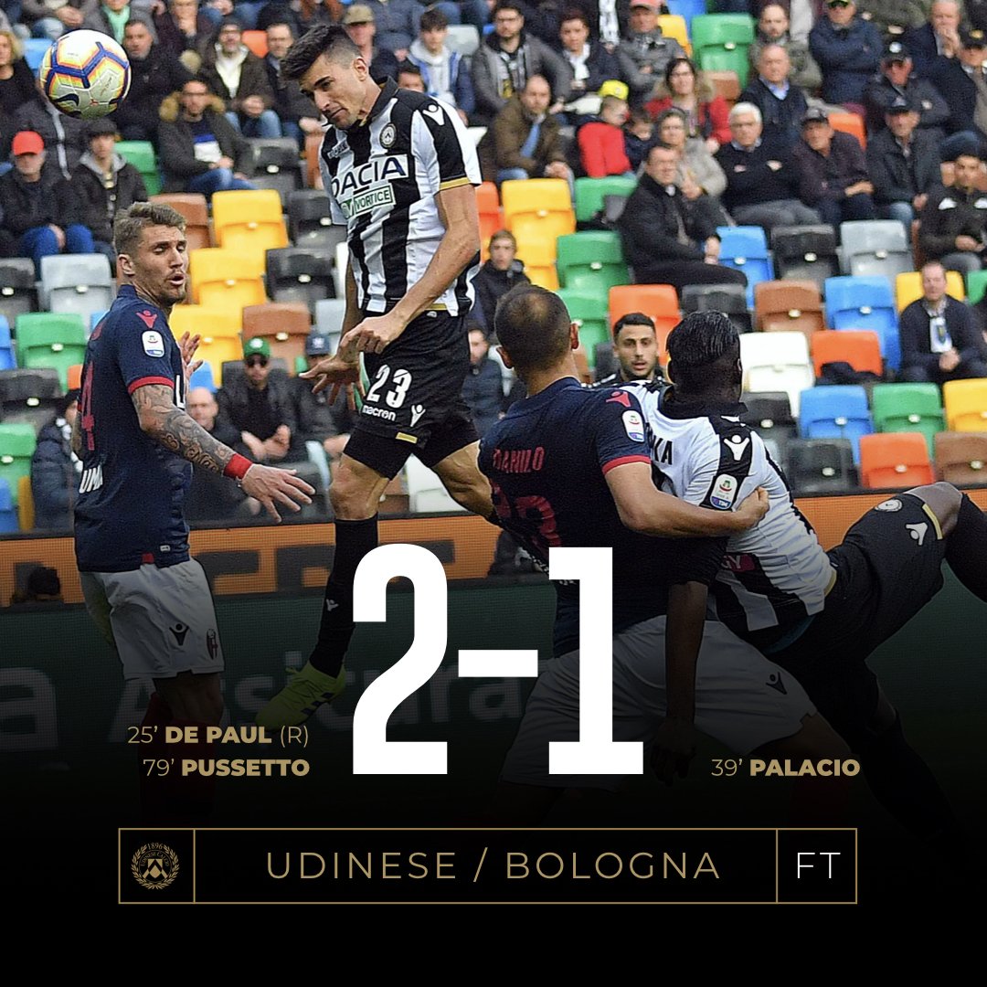 Serie A - Tre punti d'oro per l'Udinese, Bologna pericolante (2-1)