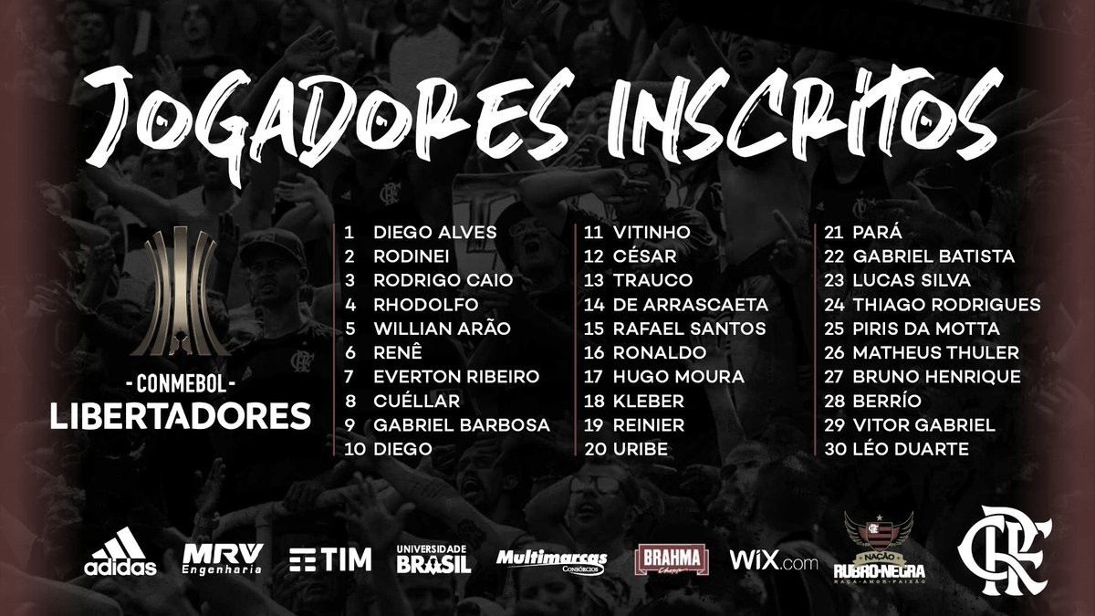 Com Reinier e Vitor Gabriel como novidades, Flamengo divulga lista de inscritos na Libertadores Com Reinier e Vitor Gabriel como novidades, Flamengo divulga lista de inscritos na Libertadores