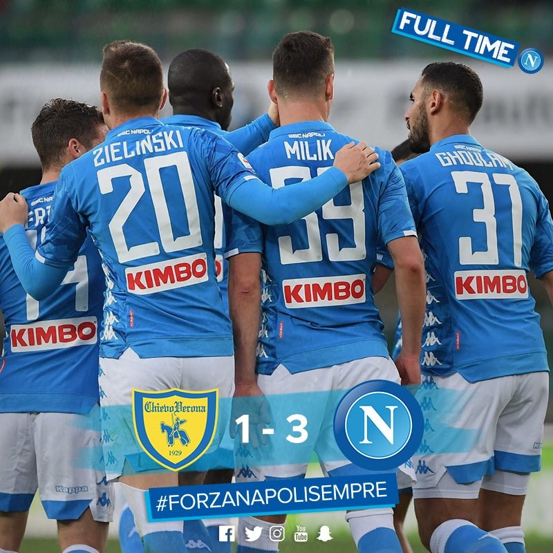 Serie A - Il Chievo è in B: il Napoli vince 1-3 e si prepara per l'Arsenal