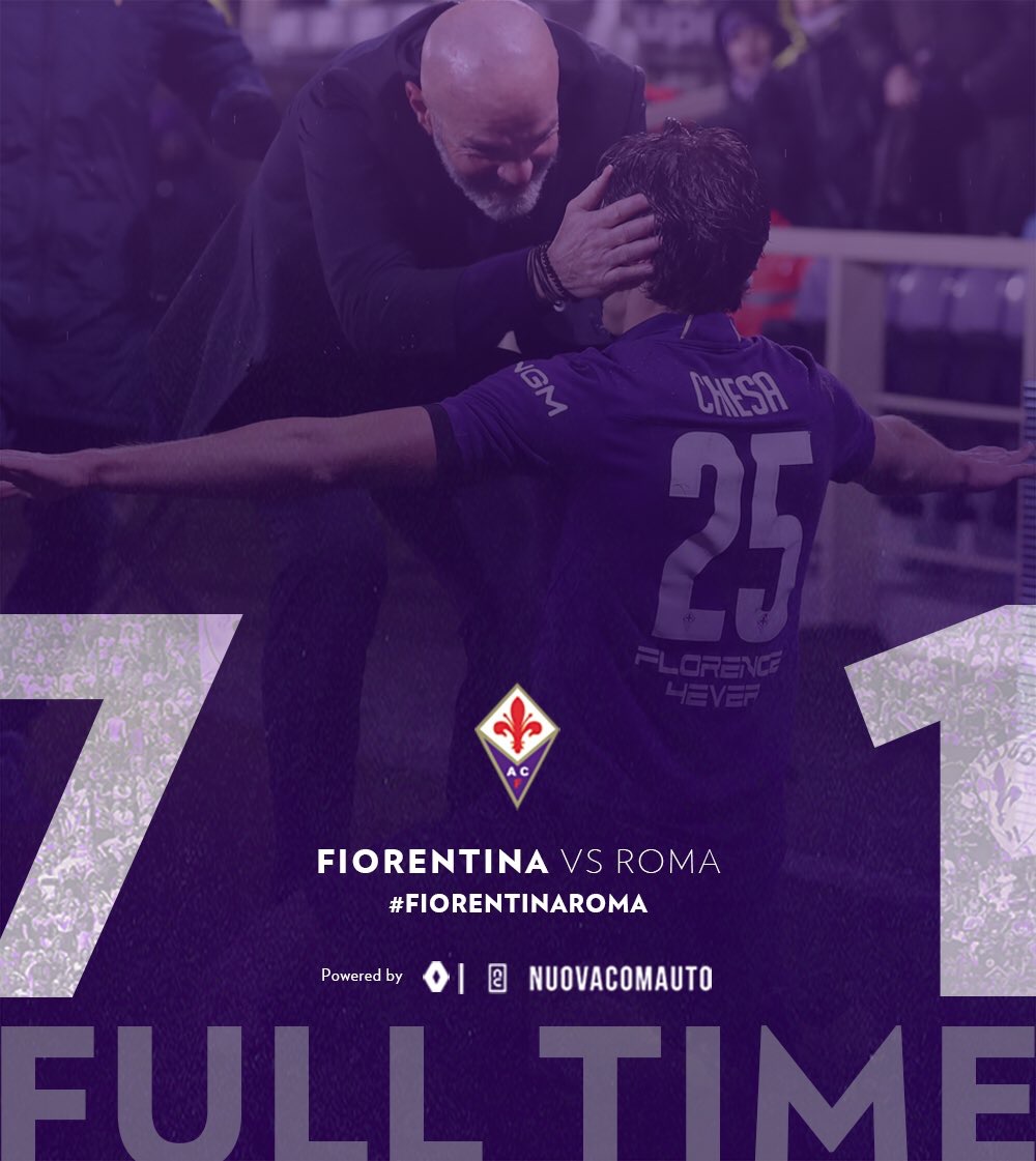 Coppa Italia - Uragano Viola: la Fiorentina trascinata da Chiesa travolge 7-1 la Roma e va in semifinale