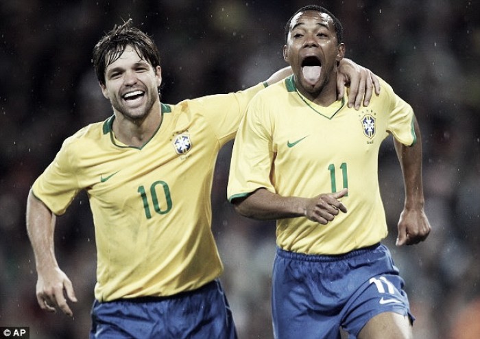 Diego e Robinho: após nove anos, dupla se reencontra na Seleção Brasileira