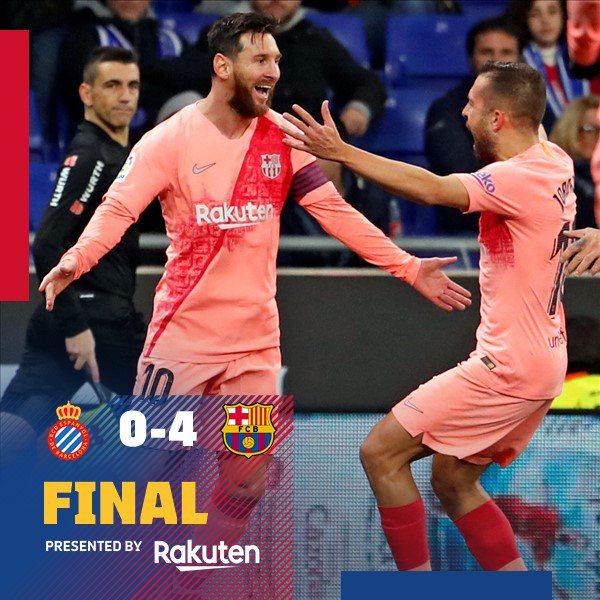 Liga Spagnola- Il derby di Catalogna premia il Barcellona. 4-0 all'Espanyol