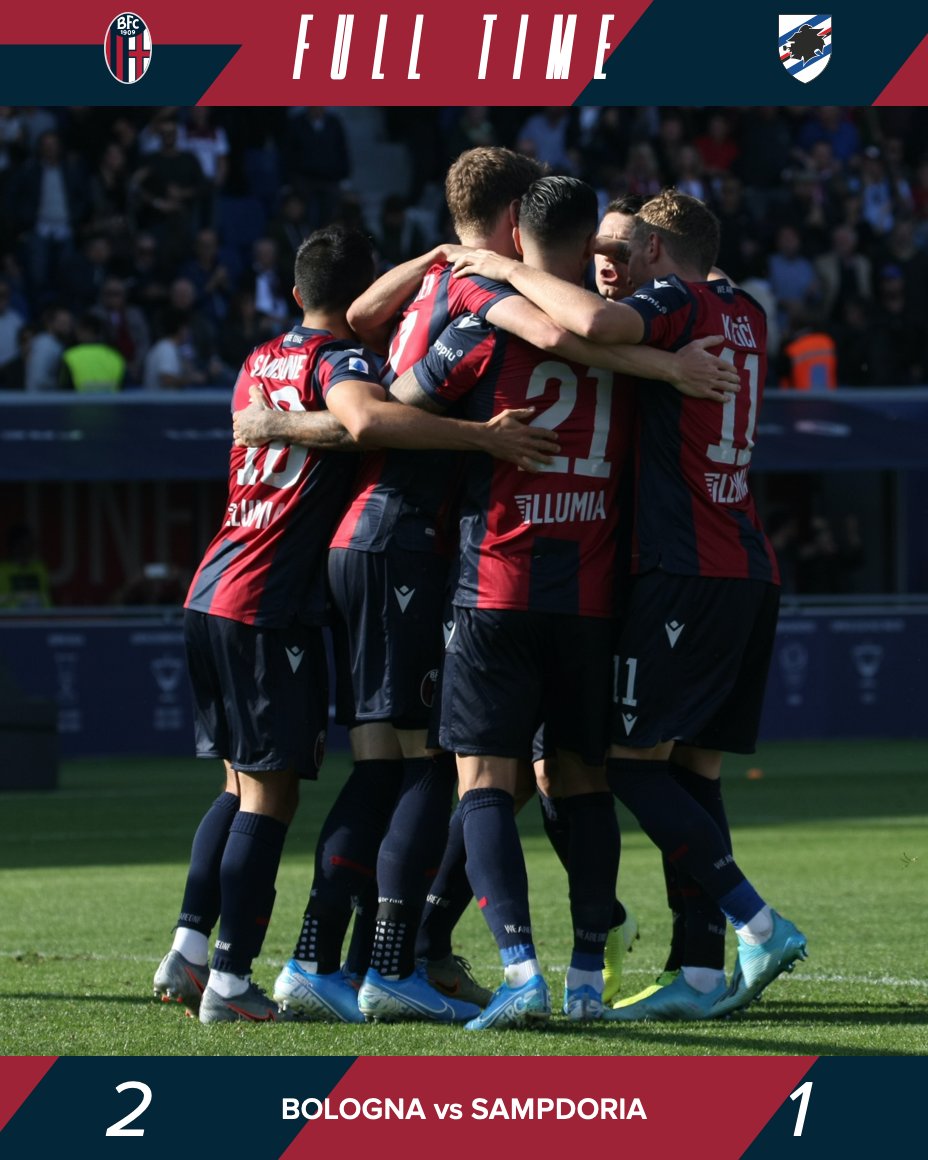 Il Bologna vince in casa: Sampdoria battuta 2-1 