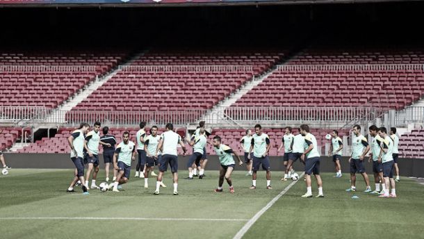 Última sesión en el Camp Nou antes de enfrentarse al Sevilla