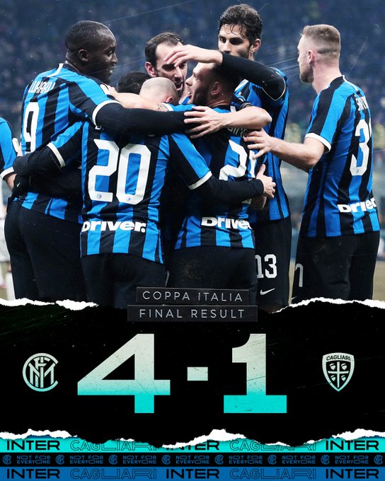 Coppa Italia - Sempre nel segno di Lukaku: l'Inter batte il Cagliari per 4-1