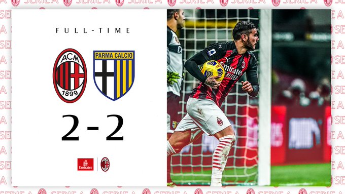Milan sfortunatissimo: con il Parma finisce 2-2