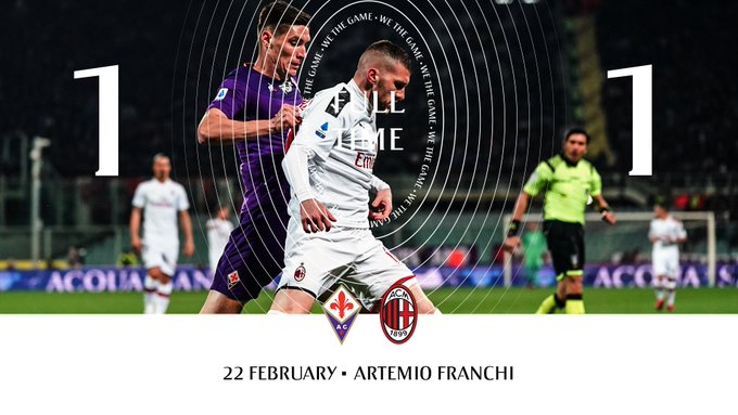 Serie A - Il Milan va in vantaggio, ma non gestisce: finisce 1-1 con la Fiorentina