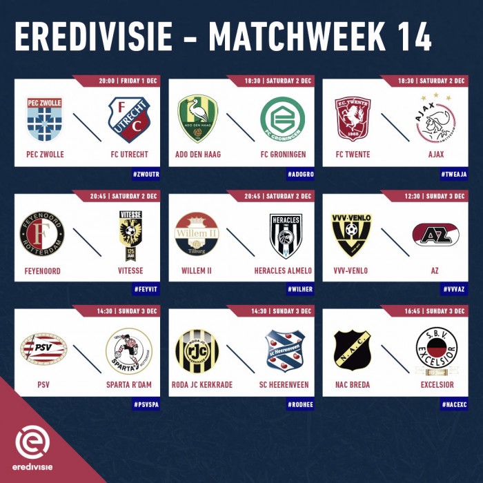 Resumen jornada 14 de la Eredivisie: Pincha el Ajax, el PSV se escapa