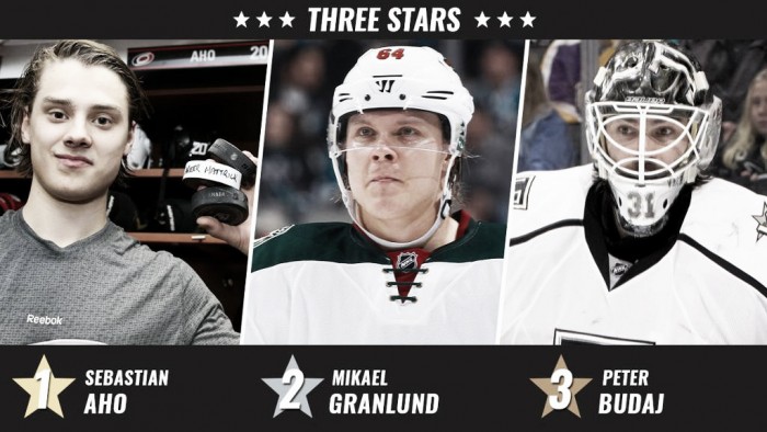 Aho, Granlund y Budaj estrellas de la semana en la NHL