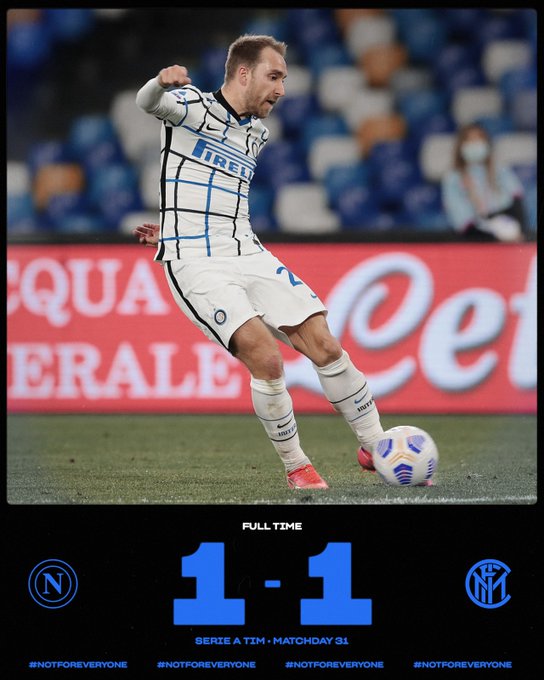 Serie A - Il Napoli frena l'Inter: 1-1 al Diego Armando Maradona