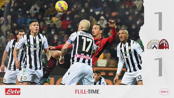 Serie A - Beto la apre, Ibra pareggia al 91': finisce 1-1 tra Udinese e Milan 