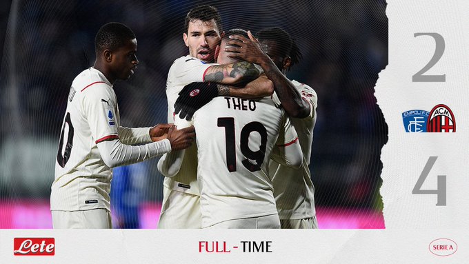 Serie A - Il Milan torna al successo: battuto l'Empoli per 4-2