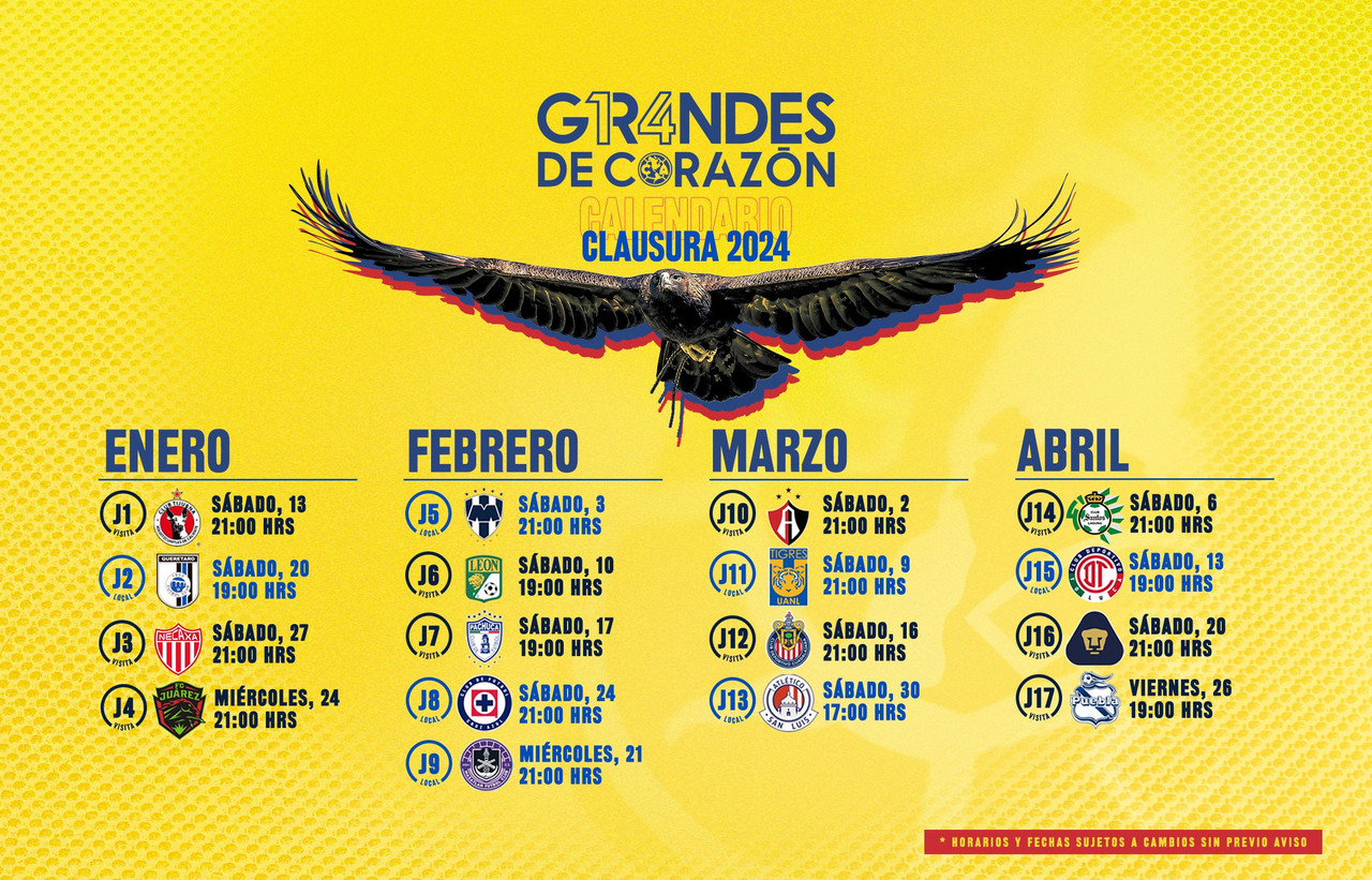 Las fechas más importantes del Clausura 2024 para el Club América