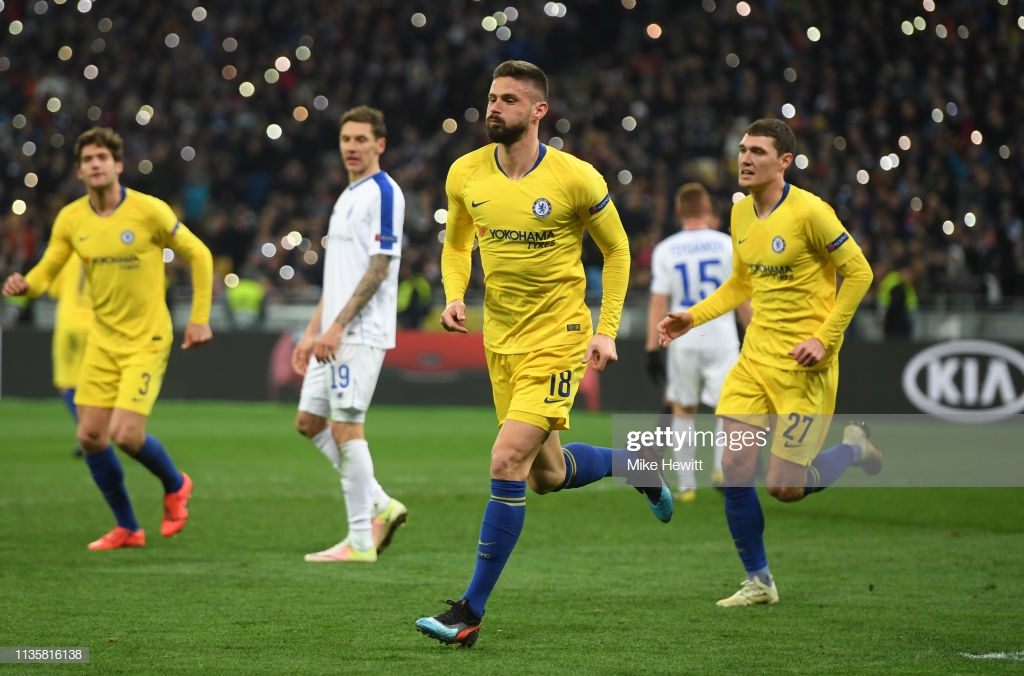 Dynamo Kiev 0-5 Chelsea: Giroud fires Sarri's side into quarter-finals 