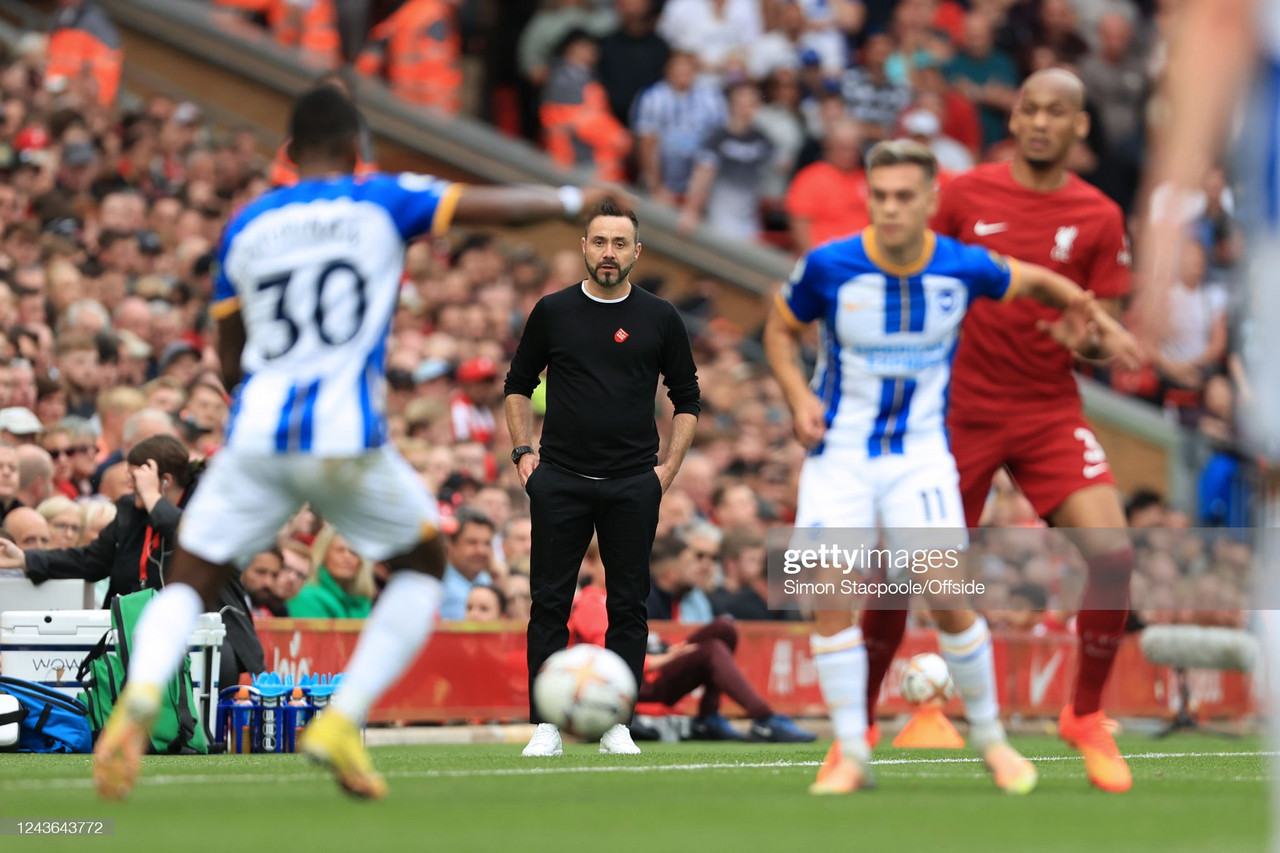 Roberto De Zerbi reflects on "crazy" first game as Brighton draw 3-3 with Liverpool