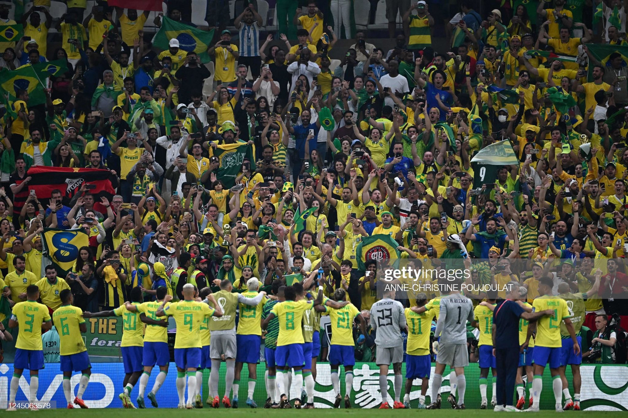 Brazil's Lucas Paqueta celebrates with teammates Vinicius Junior and  News Photo - Getty Images