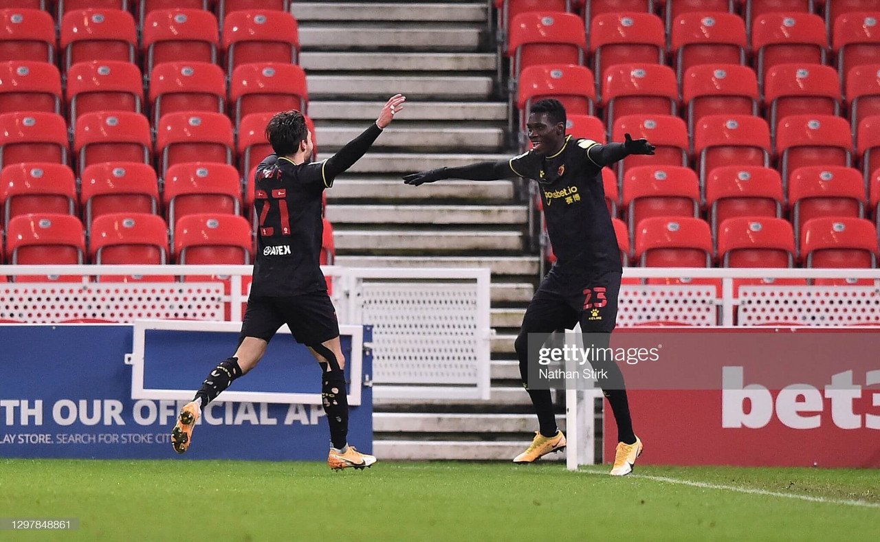 Stoke City 1-2 Watford: Deeney, Sarr fire Hornets up to third in crucial win against Potters Stoke City 1-2 Watford: Deeney, Sarr fire Hornets up to third in crucial win against Potters