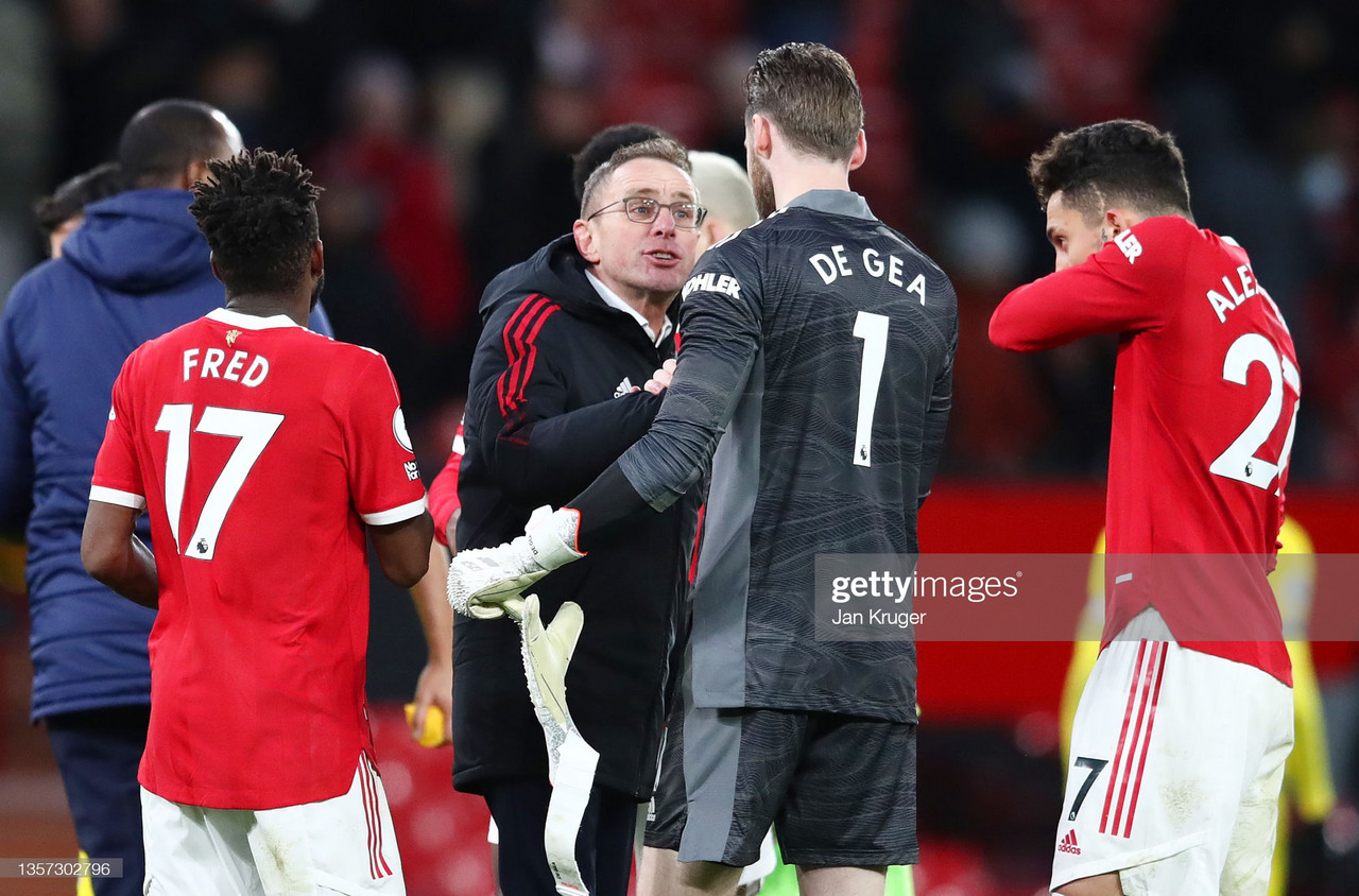 What differences were evident in Ralf Rangnick's first game in charge of Manchester United? 