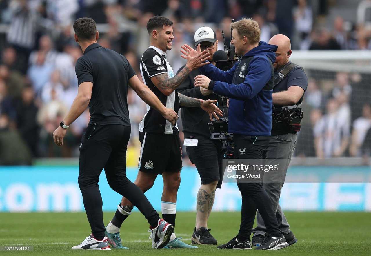 Newcastle boss Eddie Howe hails 'magnificent' Bruno Guimaraes after his dramatic 95th minute winner against Leicester