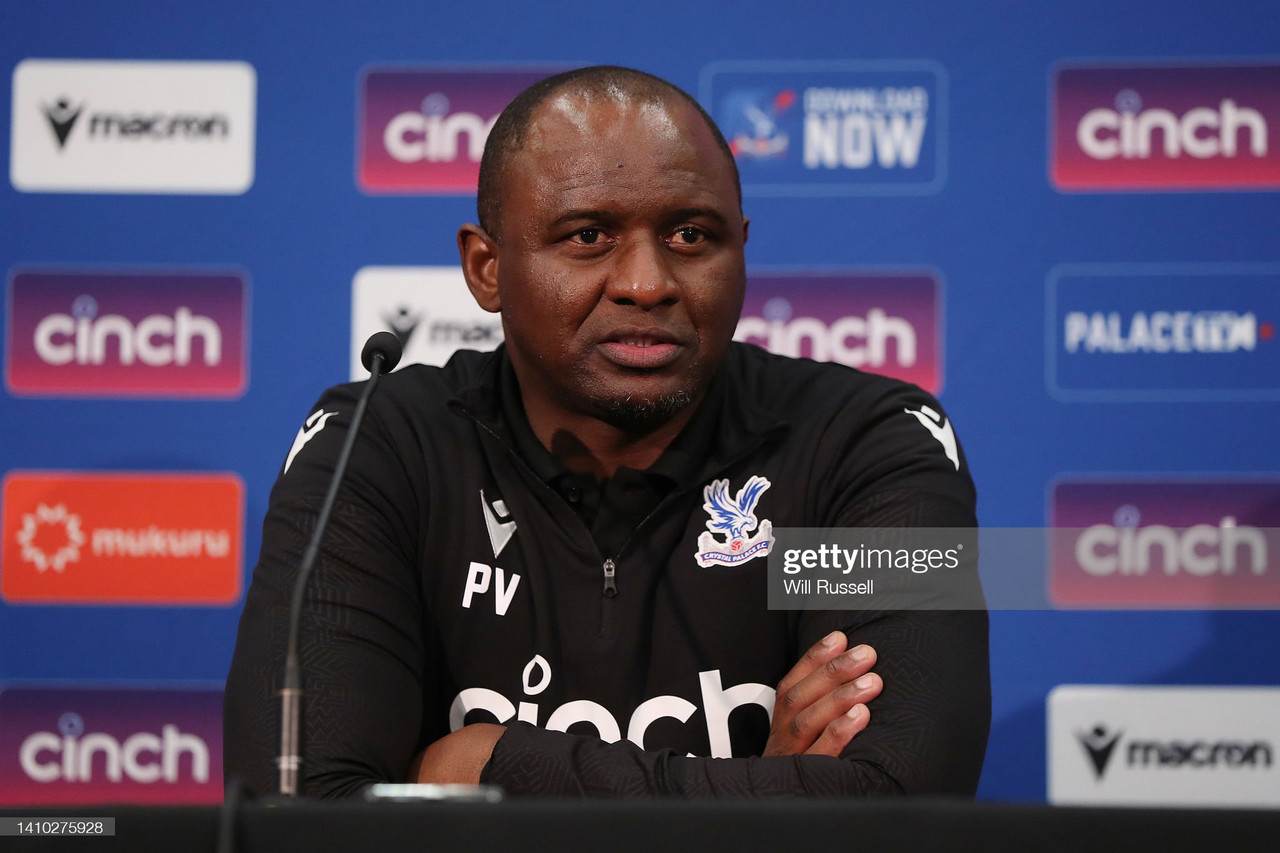 Patrick Vieira urges his Crystal Palace team to be 'more aggressive' ahead of a visit from Aston Villa