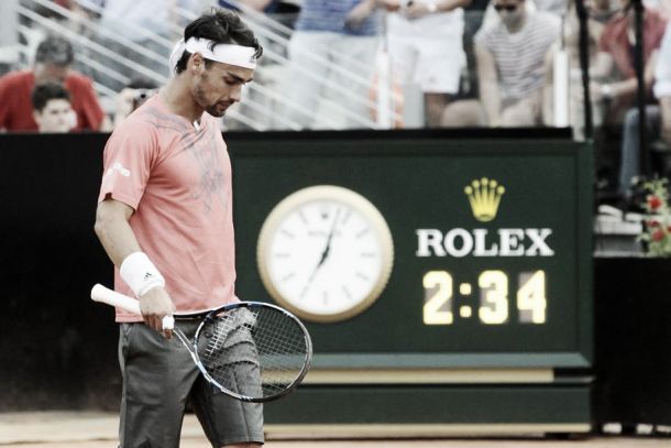 ATP Roma: Fognini lotta ma cede a Berdych, avanti Federer, Nadal e Djokovic. Ritiro per Murray