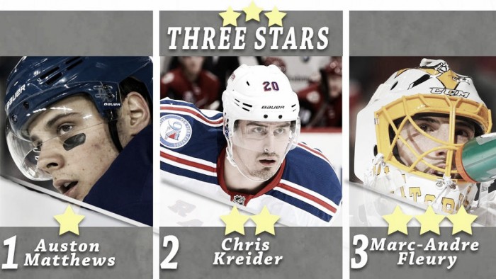 Matthews, Kreider y Fleury son las estrellas de la última semana de 2016