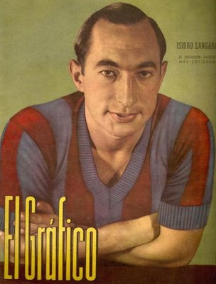 Isidro  Lángara con la camiseta de San Lorenzo de Almagro en una portada de El Gráfico (Fuente: El Enganche). 