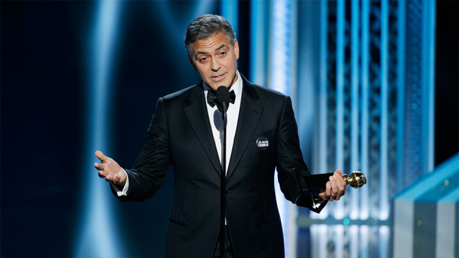 George Clooney durante su discurso de aceptación del Globo de Oro Cecil B. DeMille